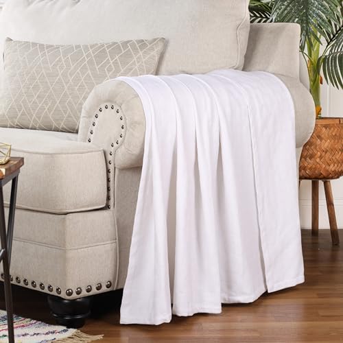 Superior Cotton Blanket Breathable All Season Comfy Bedding, Throw, White - Image 6