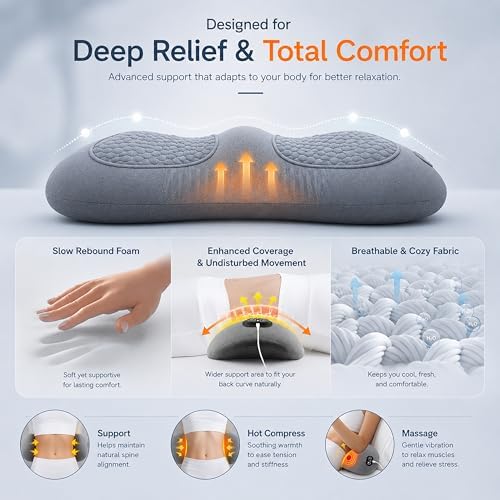 Smooth Back Massager with Heat, Spine Triple Fusion Lumbar Support Cushion - Image 7