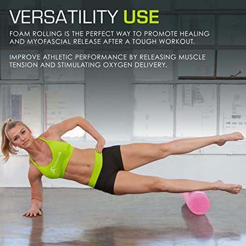 ProsourceFit High Density Foam Rollers 18 - inches long, Firm Full Body Athletic Massager for Back Stretching, Yoga, Pilates, Post Workout Trigger Point Release, Pink - Image 5