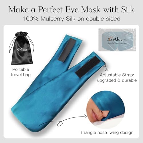 100% Natural Silk Eye Mask for Women Men, Soft Pressureless Cooling Blackout Eye Covers for Sleeping, Large Size Sleep Mask fits All Heads Adjustable, 1PC, Vivid Blue - Image 6