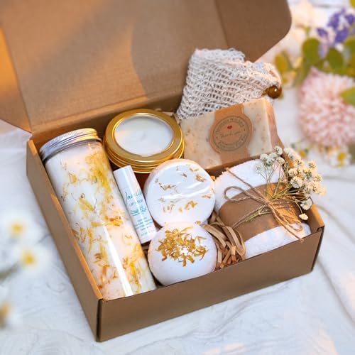 Natural Spa Gift Set for Her, Handmade Self Care Package for Women with Citrus and Vanilla, Spa Gift Basket, Wellness Spa Box, Bath and Body Products, Gifts for Women by Abbylou by AbbyLou