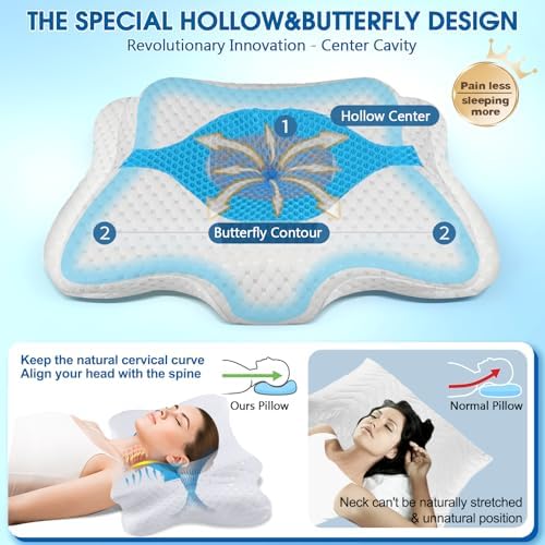 CHxxy Memory Foam Pillows, Cervical Pillow for Neck & Shoulder Pain Relief - Image 3