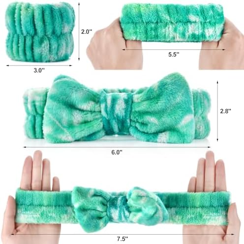 Wteehn 6pcs Headband and Wristband for Face Washing, Makeup Spa Skincare Headband, Skin Care Face Wash Headbands Wrist Bands Tools Set, for Women and Teen Girls Gifts - Image 2