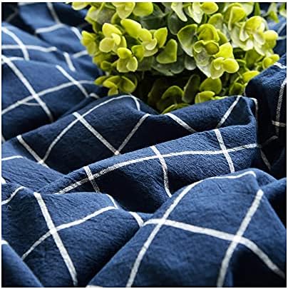 F.Y.Dreams 100% Washed Cotton Duvet Cover for Weighted Blanket 60x80 inches with 16 Ties, Zipper on Long Side/Navy Grid/Just Duvet Cover - Image 3