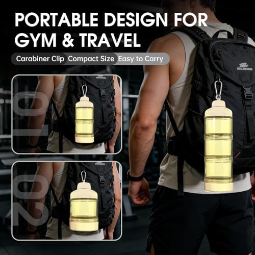 BYLWORKOUT 3-Layer Protein Powder Container with Funnel and Keychain - Image 4