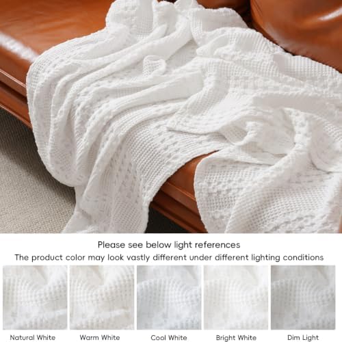 PHF Lightweight 100% Cotton Waffle Blanket for Bed, Twin XL, White - Image 6