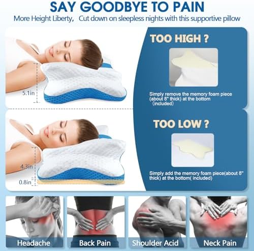 CHxxy Memory Foam Pillows, Cervical Pillow for Neck & Shoulder Pain Relief - Image 2