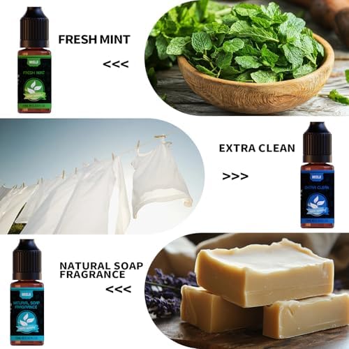 Housekeeping Essential Oils Set for Diffuser,Pure Aromatherapy Oil for Diffuser,Candle Making,Natural Soap Scent,Cherry Blossom Soap,Fresh Mint,Fresh Linen,Air Freshener,Extra Clean - Image 6