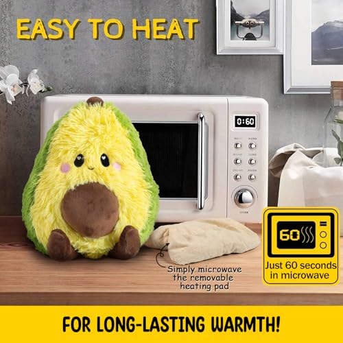 Happy Fuel Avocado Microwavable Unscented 1.5lbs Heating Pad For Women And Kids- Cute Soft Cozy Pillow Plush Heatable Warm Stuffed Animals- Kawaii Hot & Cold Plushie Food Toy - Avocado Gifts For Girls - Image 5