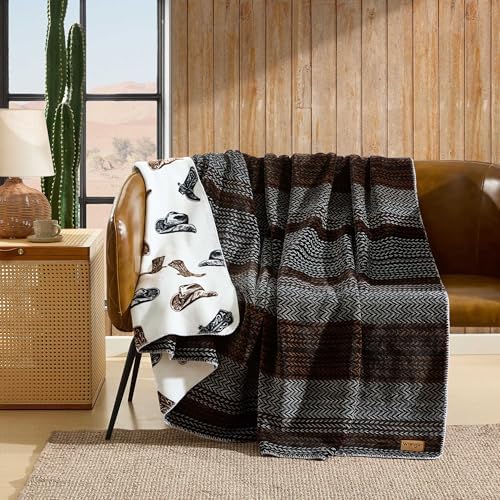 Wrangler - King Size Blanket, Soft & Reversible Bedding for Bed or Couch, Throw Blanket for Year Round Comfort, Oversized Bedding (Nash Stripe Brown) - Image 2