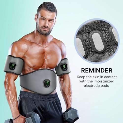 NEWPINE Fitness Belt, Powered Muscle Stimulator for Home Use, for Muscle Conditioning Grey - Image 4