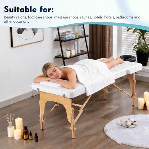 Massage Table Sheets Massage Table Topper Washable Massage Table Pad with Face Hole Polyester Fiber Lash Bed Foam Topper for Spa Salon Tattoo Home Estheticians Gift (White,Bed Not Included) - Image 5