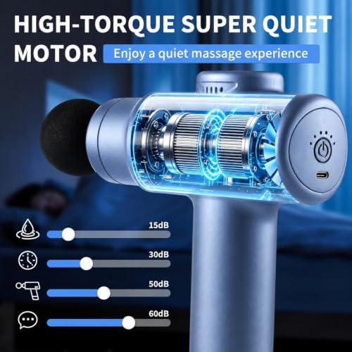 Massage Gun Deep Tissue, Handheld Neck Massager, Portable - 6 Adjustable Vibration Levels, Electric Back Massagers for Athletes, Home & Gym, Mothers Day Gifts (Blue) - Image 2