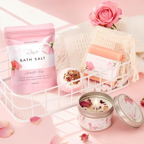 Gifts for Women Birthday Gift Baskets, Rose Relaxing Home Spa Set - Image 6