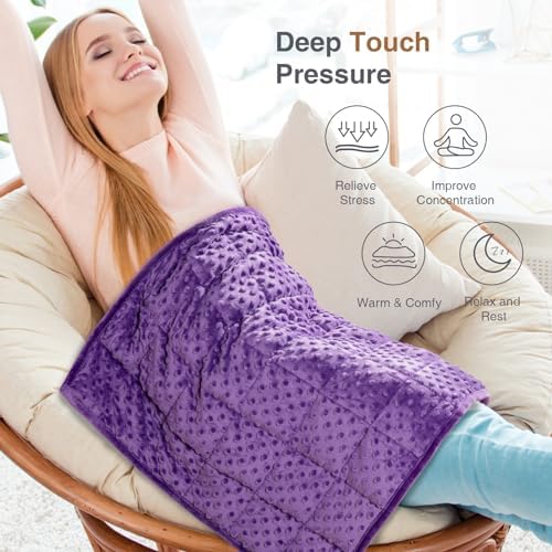 Alomidds Weighted Lap Blanket 7lbs, Cozy Luxury Breathable Weighted Blanket for Adults, Weighted Lap Pad for Travel, Relaxation, Sleeping, Purple, 29" x 24" - Image 2