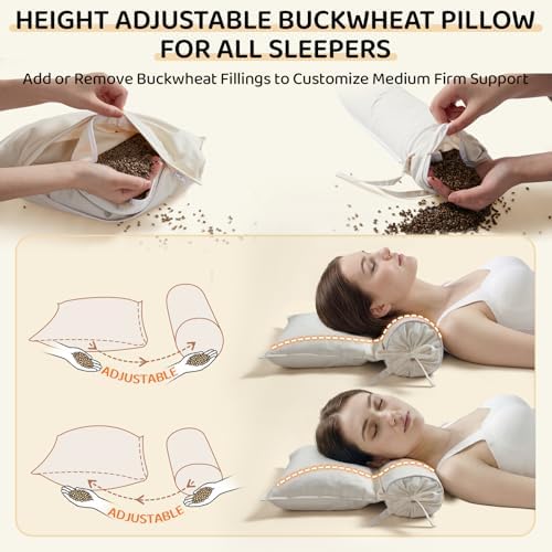 Buckwheat Pillow – 3-Point Head Neck Shoulder Support, Detachable - Image 5