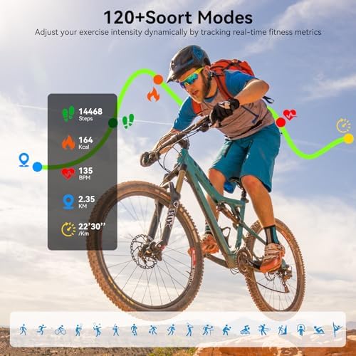 Jacoosa Smart Watch for Men/Women Android & iPhone, 1.83" HD Touch Screen, Bluetooth Calling, 5 ATM Waterproof Fitness Tracker with 130+ Sports Modes, 24/7 Health Monitor (Blue) - Image 3