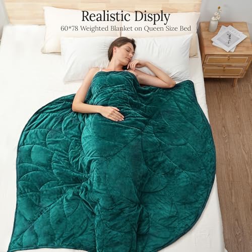 Weighted Blanket for Adults, 15 lbs, 60" x 78" washable Blankets, Green - Image 3