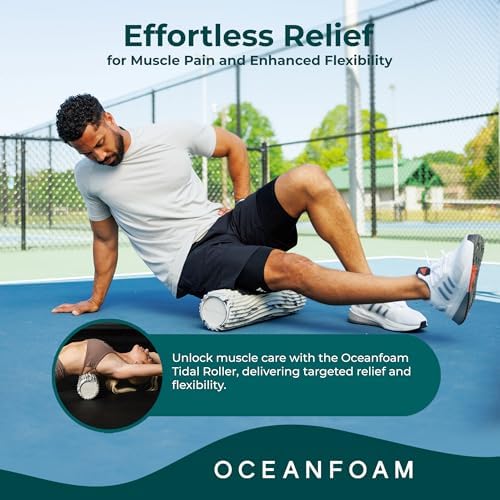Oceanfoam Tidal Roller - Black Marbled - Muscle Massage Foam Roller for Back Pain & Stretching - Firm and Ergonomic Wide Wave Textured - Yoga, Athletics, & Wellness - Full Size, 20" x 5" - Image 4