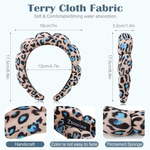 Ztomine Spa Headbands for Washing Face or Facial - Set of 2 Terry Cloth Headbands for Puffy Makeup, Mask, Skin Treatment - Image 3