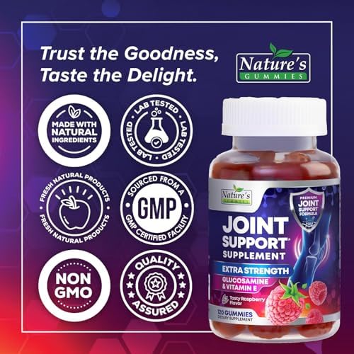 Joint Support Gummies - Extra Strength Glucosamine Gummy Supports Flexibility, Joint & Cartilage Health for Back, Knees, Hands - Natural Vitamin E for Immune Support for Women & Men - 120 Gummies - Image 4
