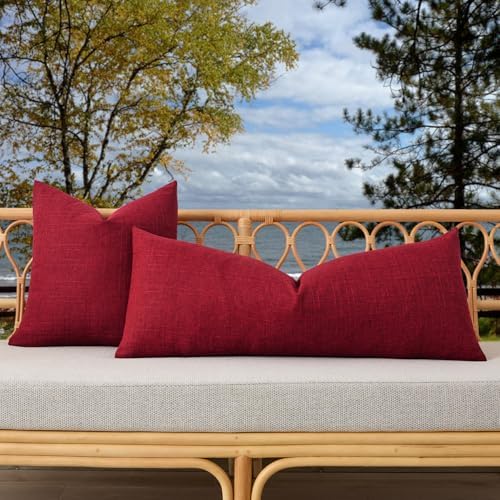 Kevin Textile Outdoor Waterproof 14”x36” Lumbar Pillow Cover 1 Pack, Red - Image 4