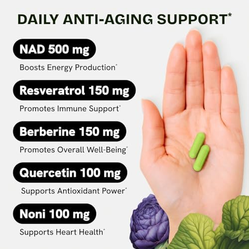 Liposomal NAD Supplement, 500mg NAD+ with Resveratrol, 120 Capsules - Image 3