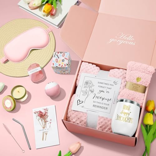 Happy Birthday Gifts for Women Mom Her Friend Sister Wife Grandma, Self Care Gift Get Well Relaxing Spa Gift Basket Set - Image 2