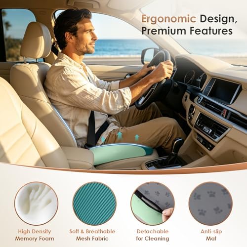 FLORICH Large Car Seat Cushion for Long Sitting, Ergonomic Memory Foam Driving Seat Cushion for Back & Sciatica Pain Relief, Non-Slip Washable Seat Cushion for Car, Driver, Office-Green - Image 3