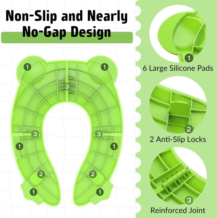 Maliton Foldable Travel Potty Training Seat for Toddlers, Green Frog - Image 3