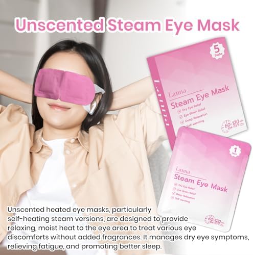 LANNA Heated Steam Eye Mask, Disposable 120 Minutes, Pink Unscented, 5 Pcs - Image 3