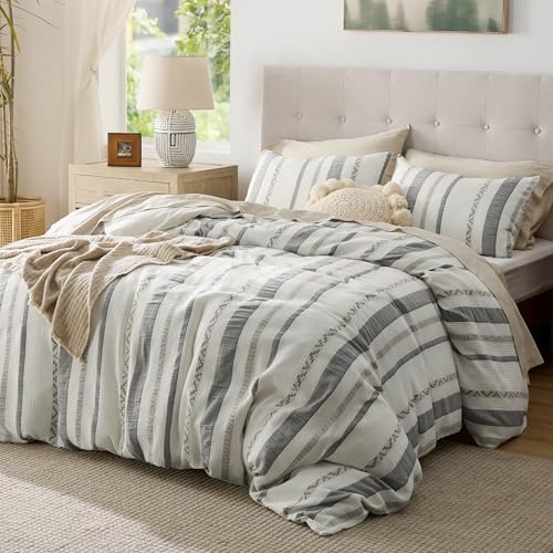 Bedsure Waffle Weave Duvet Cover King - 100% Cotton Boho Duvet Cover with 2 Pillowcases - Cream White PureWoven Textured Comforter Cover with Zipper Closure (King, 104"x90") - Image 2