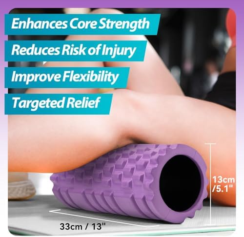 Krightlink Foam Roller for Muscle Massager, Patented 13" High Density Exercise Roller for Muscle and Myofascial Trigger Point Release, Yoga, Back Roller for Fitness, Yoga (Purple) - Image 3