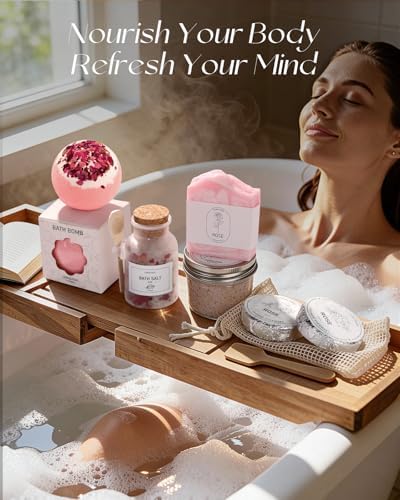 Rose Spa Gifts for Women - 12pc Self-care Spa Gift Basket - Image 3