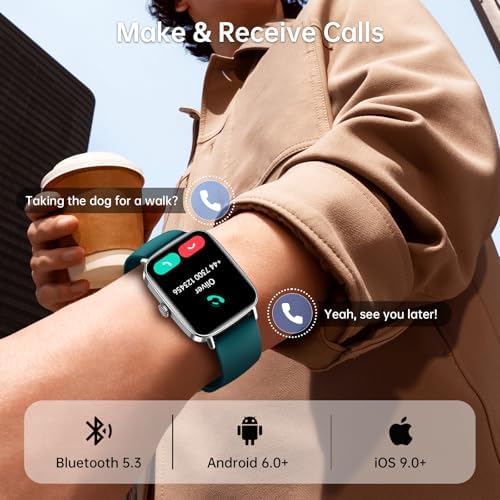 Smart Watch for Women Men, 1.85" HD AMOLED Fitness Tracker (Answer/Call) with 24/7 Heart Rate/Sleep/SpO2 Monitor for iPhone & Android, 120+ Sports Modes Smartwatch with IP68 Waterproof, 2 Bands - Image 2