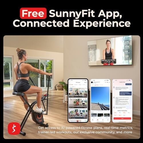 Sunny Health & Fitness Smart Foldable Magnetic X-Bike, Low-Impact Workouts - Image 3