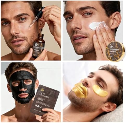Sandalwood Beard Grooming Set For Men, 21 Pcs Facial Skin Care Set, Spa & Self-Care Gift Basket Set, Bath and Body Gift Set, Bath Bomb, Birthday, Christmas, Valentines, Father's Day Gift, Husband, Dad - Image 2