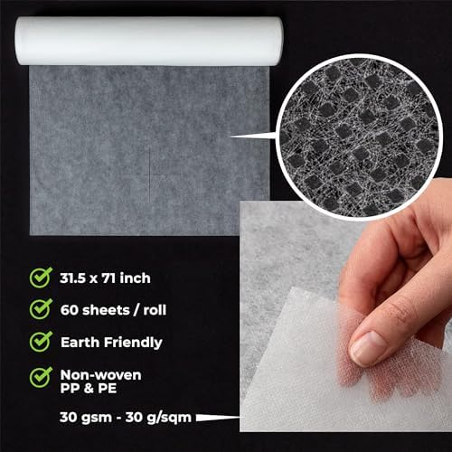 Disposable Massage Bed Cover - 60 Sheets Per Roll, Non-woven Disposable Material - Ideal for Spa, Massage Table, Tattoo, Waxing Table - No Crinkle Table Sheets - 31.5 x 71 Inches (1 Roll) - Image 2