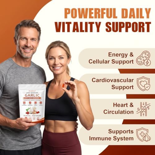 Aged Odorless Garlic Extract Softgels with CoQ10 Ubiquinol and Vitamin K2 - 1200mg Aged Garlic Supplement, S - Allyl Cysteine Standardized for Optimal Heart Health & Immune Support - 120 Softgels - Image 2