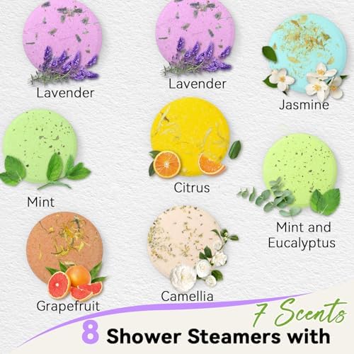 Shower Steamers Aromatherapy 8 Pack, Birthday Gifts for Women Men & Luxury Gift Box Packaging, Premium Shower Bombs with Natural Essential Oils, Home Spa Stress Relief, Relaxation Self Care - Image 2