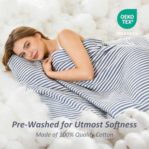EMME Cotton Muslin Blanket Couch 4-Layer Breathable Gauze Soft Lightweight Bed Blankets Adults Navy Queen (90" x 90") - Image 3