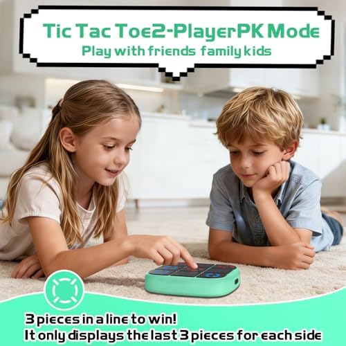 KOQQQ Rechargeable Tic-Tac-Toe Bolt Game, Upgraded 4-in-1 Handheld Puzzle Console, Electronic Educational Memory Game, Portable Travel Car Ride Board Games for Kids Adults (Cyan) - Image 4