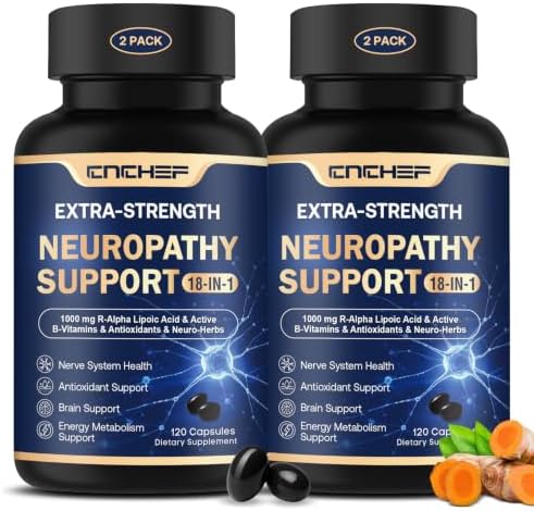 Neuropathy Support Nerve Supplement – 1000mg Advanced R-Alpha Lipoic Acid, L-Carnitine, Benfotiamine, PQQ,CoQ10,Magnesium & B-Complex for Nerve Health,Antioxidant & Cellular Energy,Vegan 240 Capsules by CNCHEF