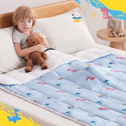 anfie Weighted Blanket(40"x60" 10lbs) Weighted Blanket Cooling Blanket for Resting,Throw Size Breathable Blanket with Premium Glass Bead(Light Blue Dinosaur) - Image 4