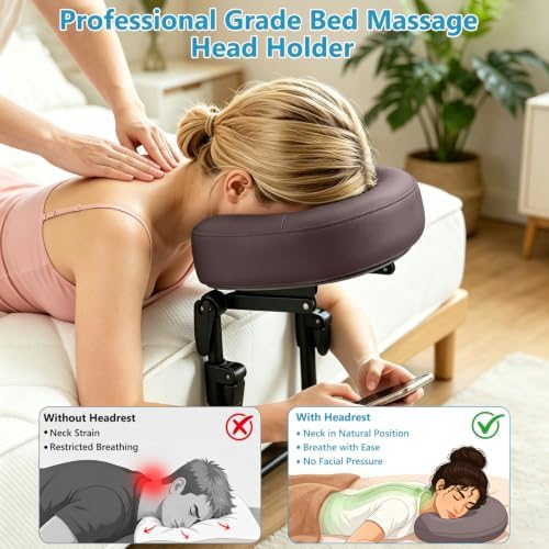 Massage Headrest for Bed, Massage Face Cradle at Home, Adjustable Bed Massage Head Holder for Sleeping Mattress, Face Down Pillow After Eye Surgery (Coffee-Brown) - Image 4