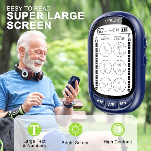 CESLIFF Dual Channel TENS EMS Unit Large Screen 24 Modes 36 Levels Intensity Muscle Stimulator, Rechargeable Electric Pulse Massager TENS Machine for Lower Back Neck Shoulder Pain Relief with 10 Pads - Image 4