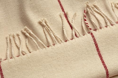 Arus Acrylic Highlands Collection Queen Throw Blanket Cream-Red, 60x80 - Image 3