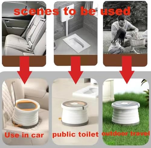 Portable, Foldable Potty seat for Toddler, Training Toilet Seat Emergency Toilet The Bottom Has the Function of Storing Garbage Bags for Car, Camping (Grey) - Image 5