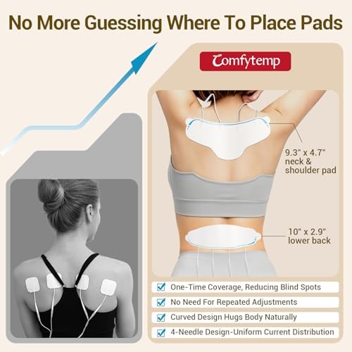 Comfytemp TENS Unit with Specialized Pads for Lower Back & Neck Shoulder Pain Relief, Easy-to-Use TENS Unit Muscle Stimulator with Large Display, Portable Dual Channel TENS Machine with Carrying Case - Image 3