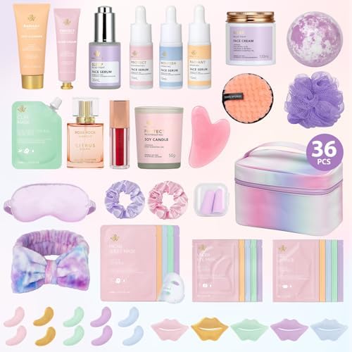 Gifts for Women, 36 Pcs Spa Gifts Basket Set for Women, Birthday Gifts, Hydrating Face Skin Care Gifts Set, Bath & Body Beauty Care Kit, Makeup Bag, Face Serum, Christmas, Anniversary, Wife, Mom - Image 2